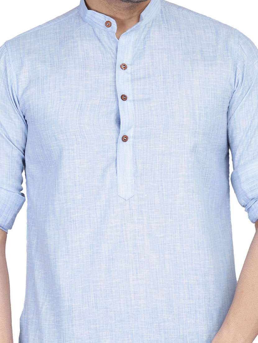 Men Solid Mandarin Neck Short Kurta - 22756086 -  Standard Image - 1