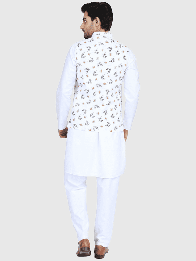 Men Printed Mandarin Neck Kurta Pyjama With Jacket Set - 22756127 -  Standard Image - 4