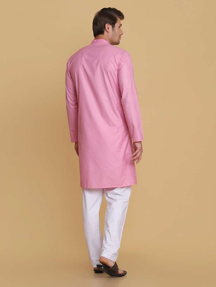 Men Solid Mandarin Neck Kurta Pyjama Set - 22756140 -  Standard Image - 4