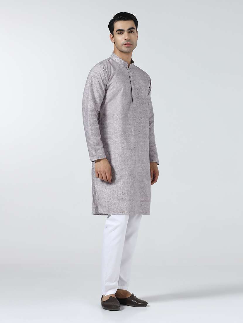 Men Self Design Mandarin Neck Kurta Pyjama Set - 22756170 -  Standard Image - 4