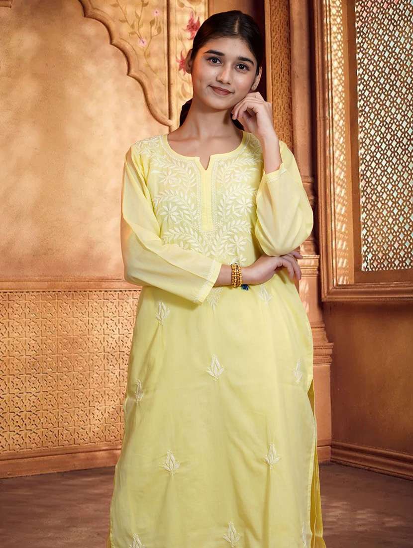 Women Embroidered Three Quarter Sleeves Kurta Pant Set - 22756221 -  Standard Image - 1