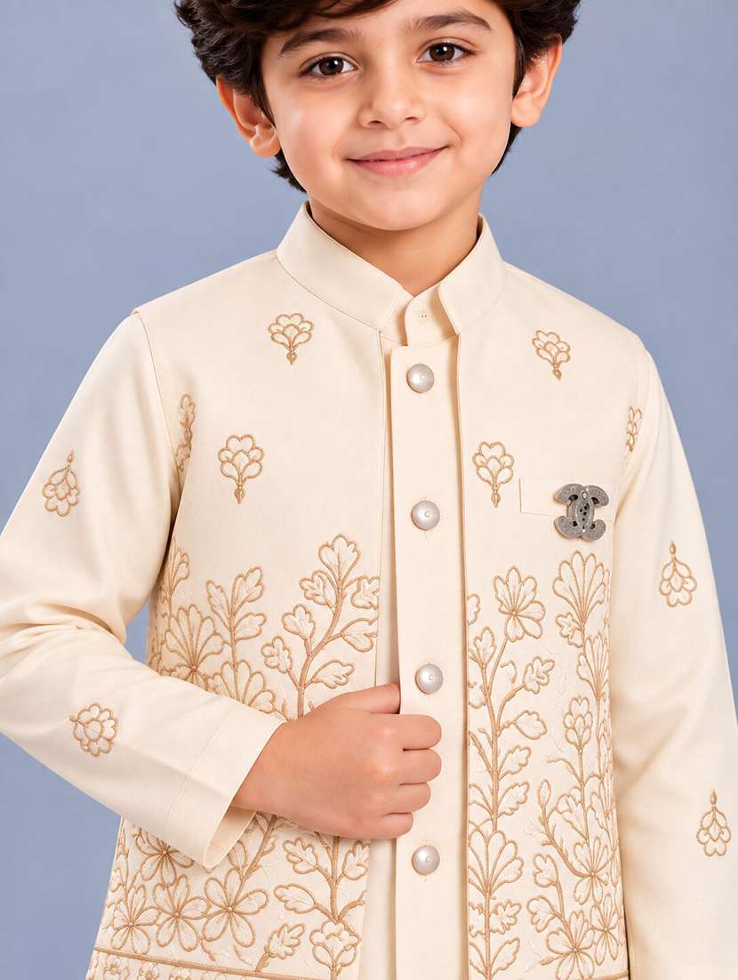 Boys Embroidered Long Sleeves Sherwani Set - 22756965 -  Standard Image - 1