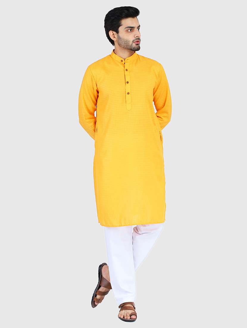 Men Self Design Mandarin Neck Long Kurta - 22760712 -  Standard Image - 4