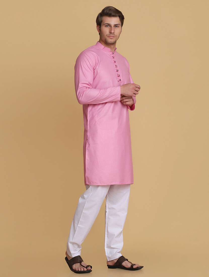 Men Solid Mandarin Neck Long Kurta - 22760713 -  Standard Image - 4