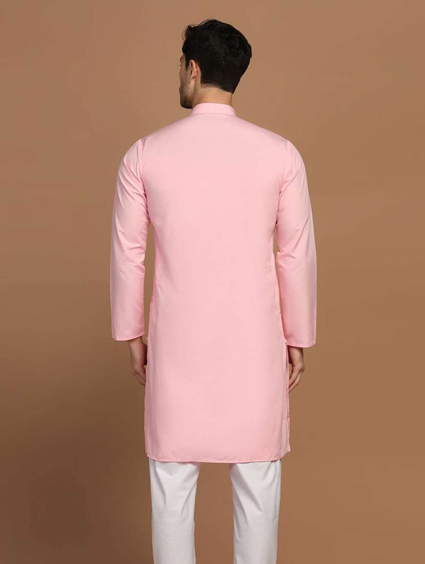 Men Solid Mandarin Neck Long Kurta - 22760720 -  Standard Image - 4