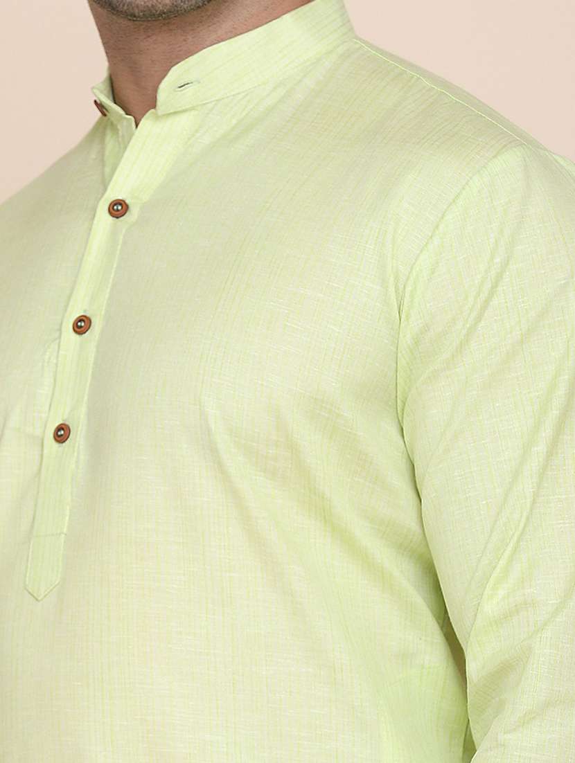 Men Solid Mandarin Neck Long Kurta - 22760729 -  Standard Image - 1