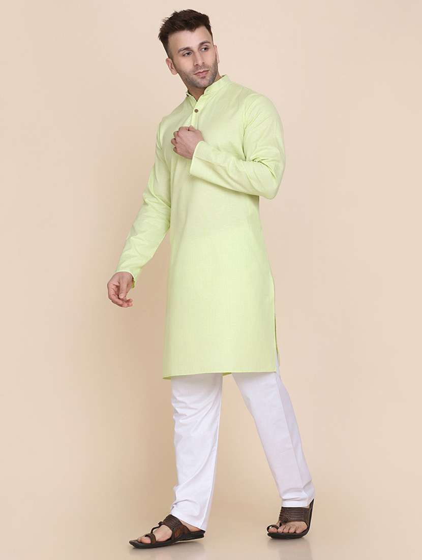 Men Solid Mandarin Neck Long Kurta - 22760729 -  Standard Image - 4