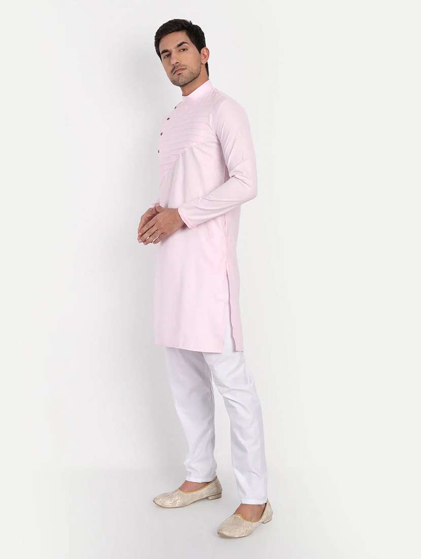 Men Solid Mandarin Neck Long Kurta - 22760738 -  Standard Image - 4