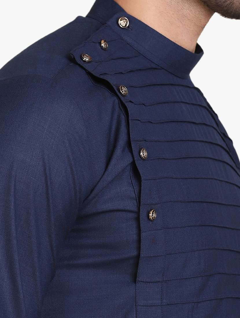 Men Solid Mandarin Neck Long Kurta - 22760744 -  Standard Image - 1