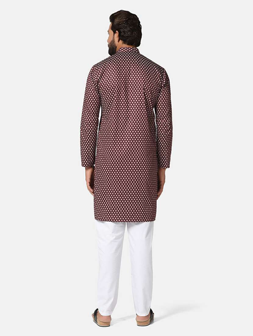 Men Printed Mandarin Neck Long Kurta - 22760746 -  Standard Image - 4