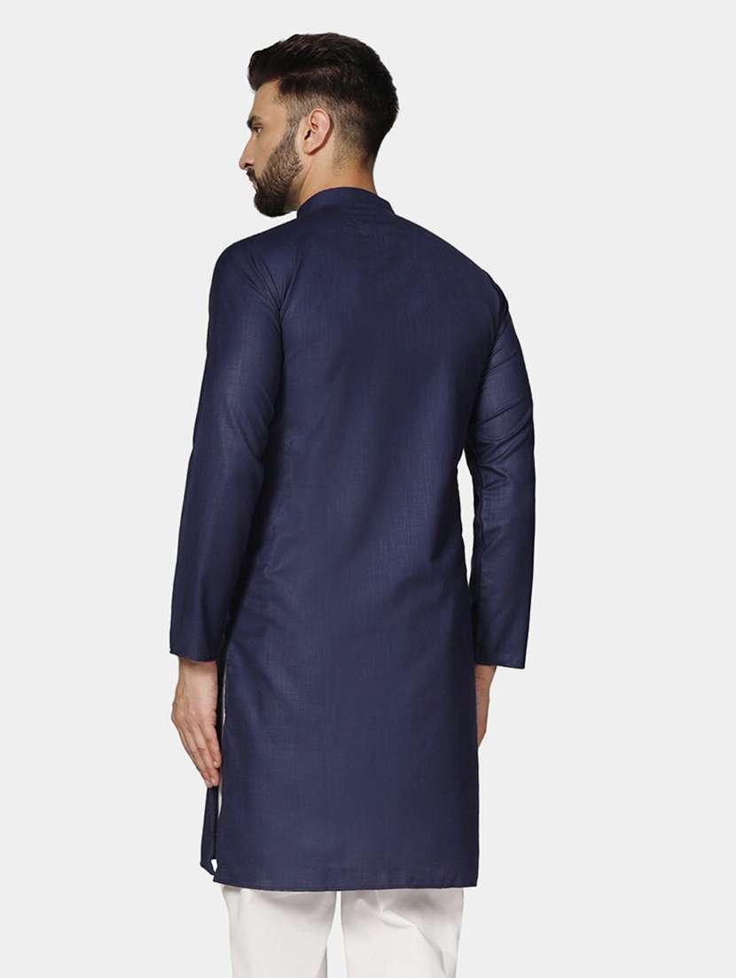 Men Solid Mandarin Neck Long Kurta - 22760750 -  Standard Image - 4
