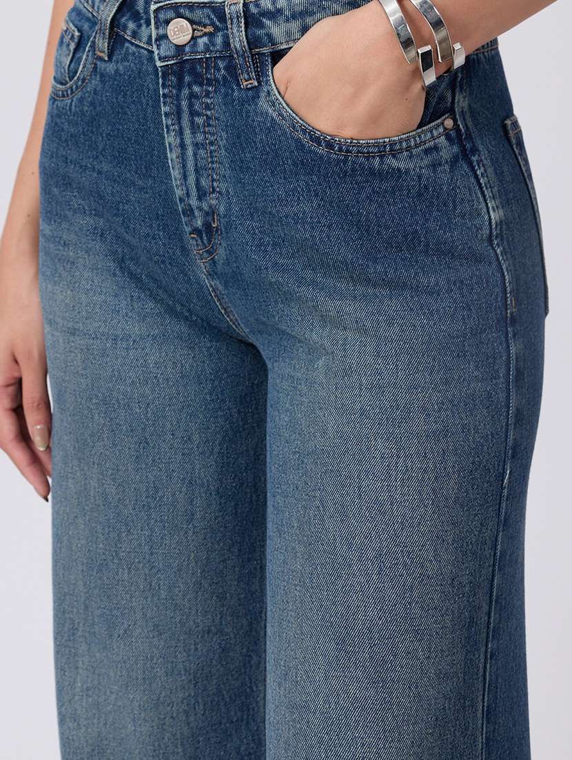 Women Washed High Rise Wide Leg Jeans - 22760810 -  Standard Image - 1