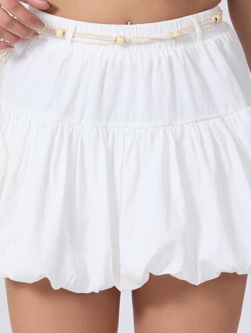 Women Solid Mid Rise Balloon Skirt - 22760818 -  Standard Image - 1