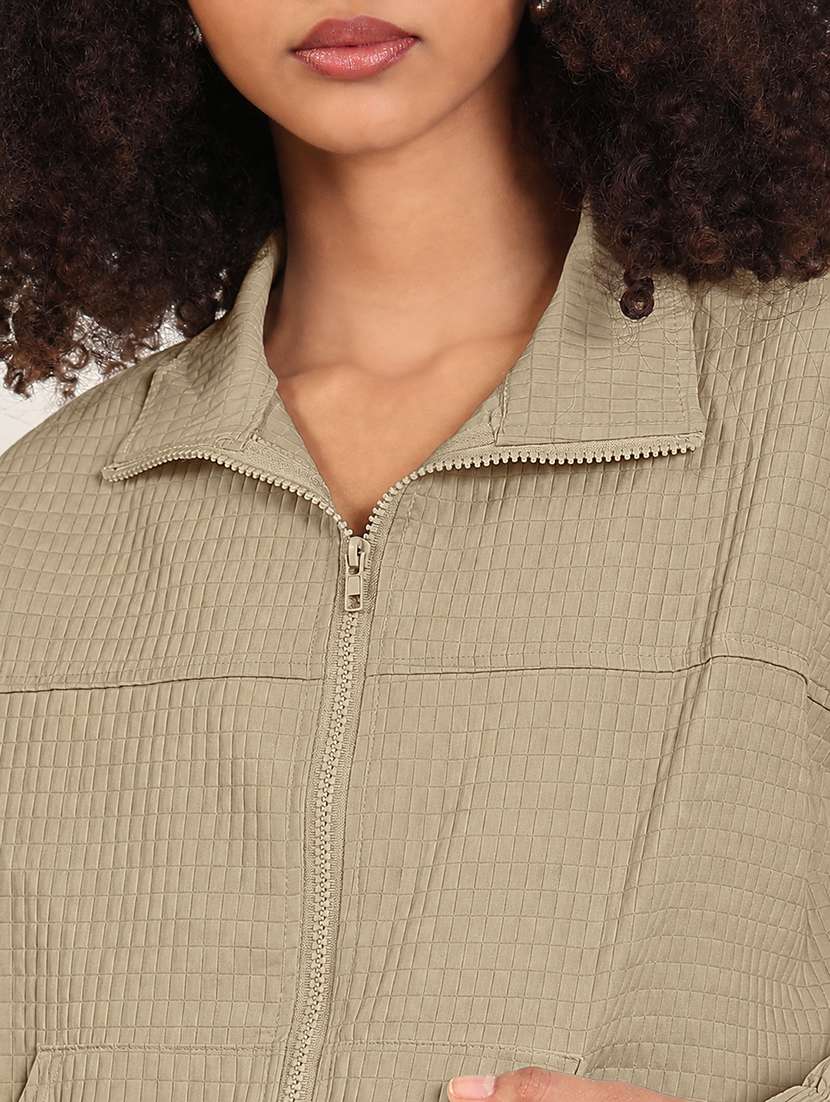 Women Self Design Long Sleeves Regular Jacket - 22760847 -  Standard Image - 1