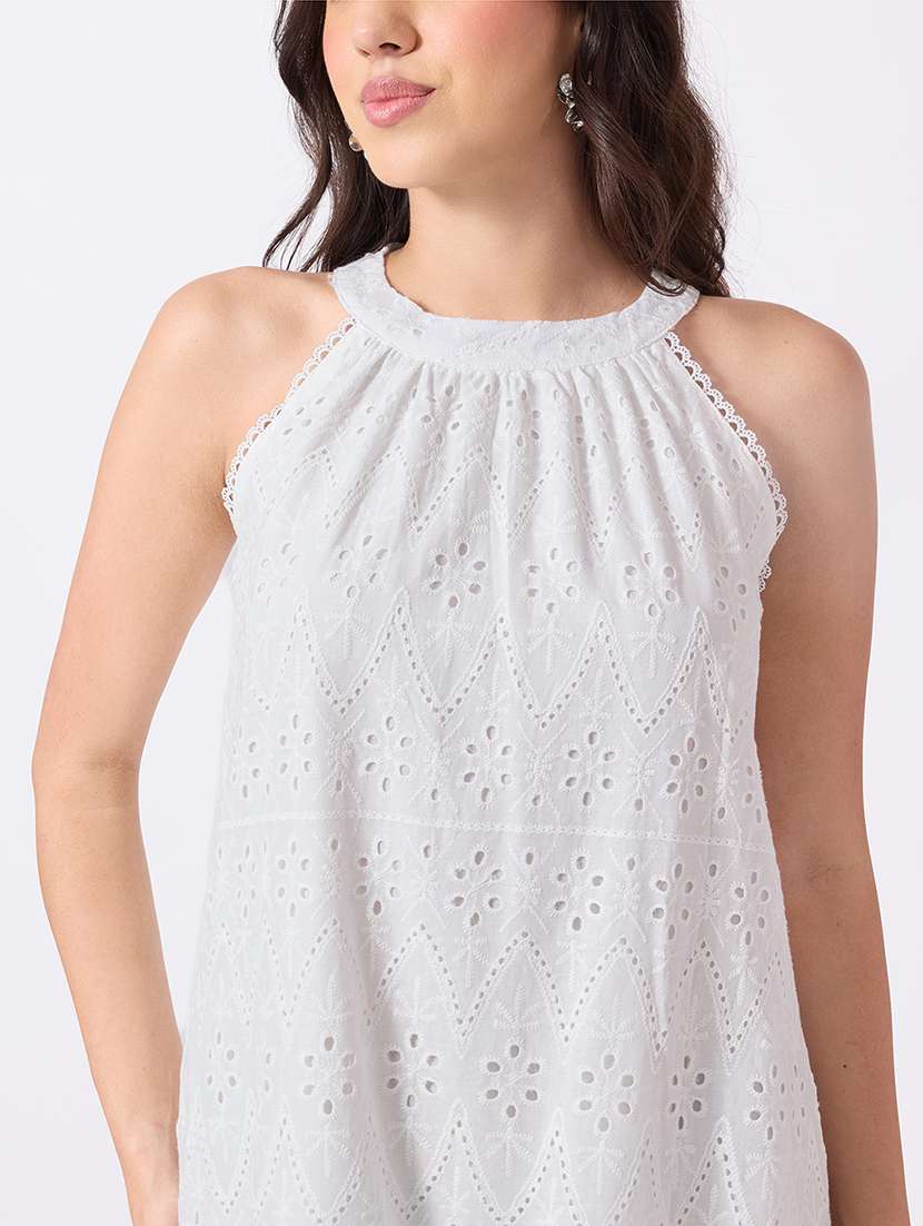 Women Embroidered Halter Neck Tiered Dress - 22760849 -  Standard Image - 1