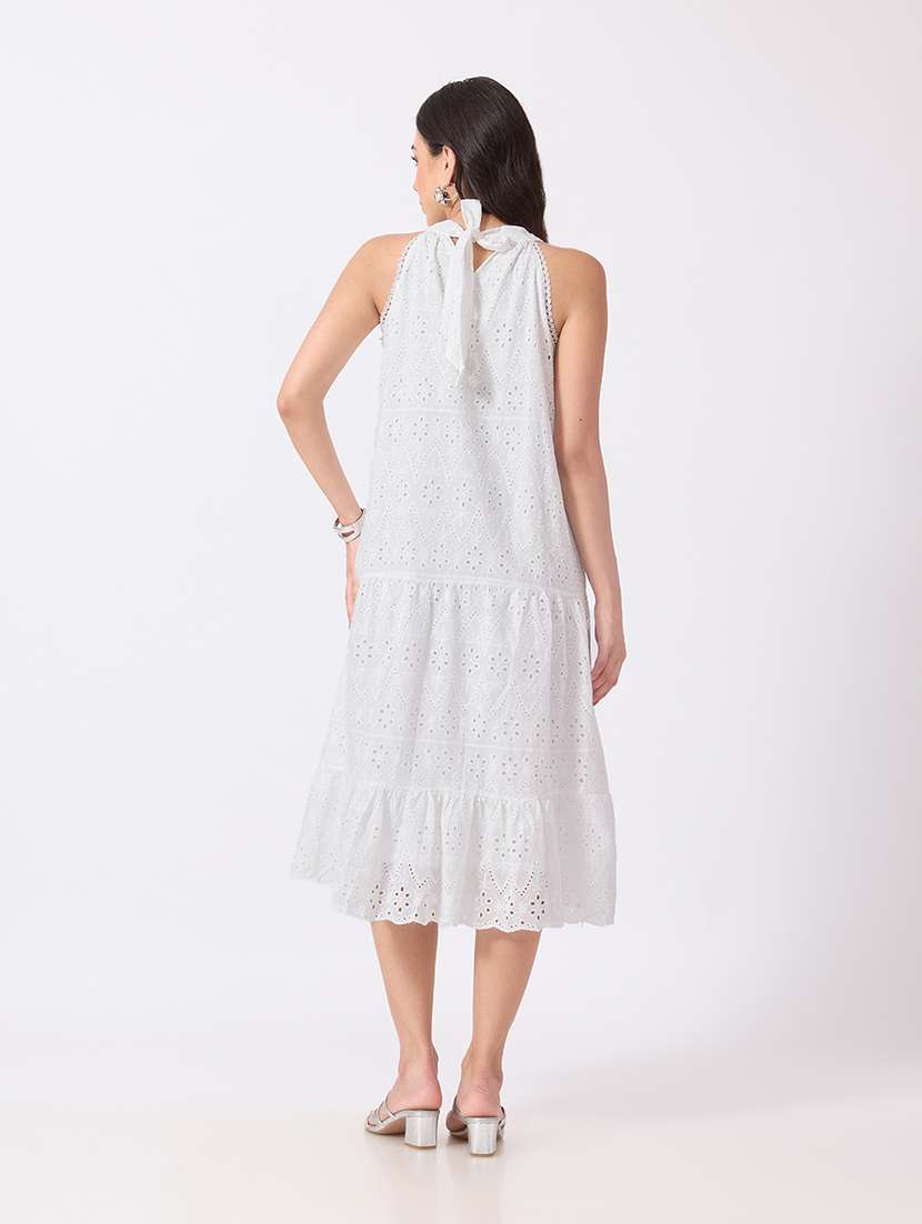 Women Embroidered Halter Neck Tiered Dress - 22760849 -  Standard Image - 4