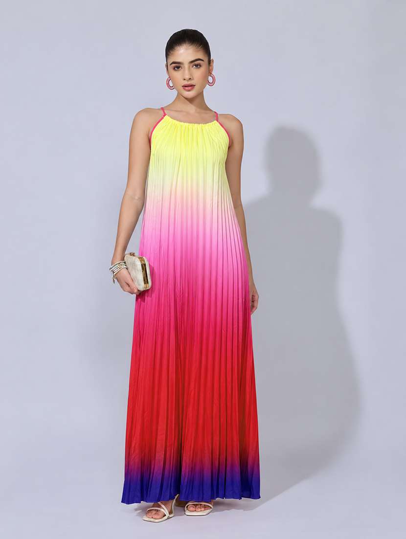women ombre sleeveless a-line dress