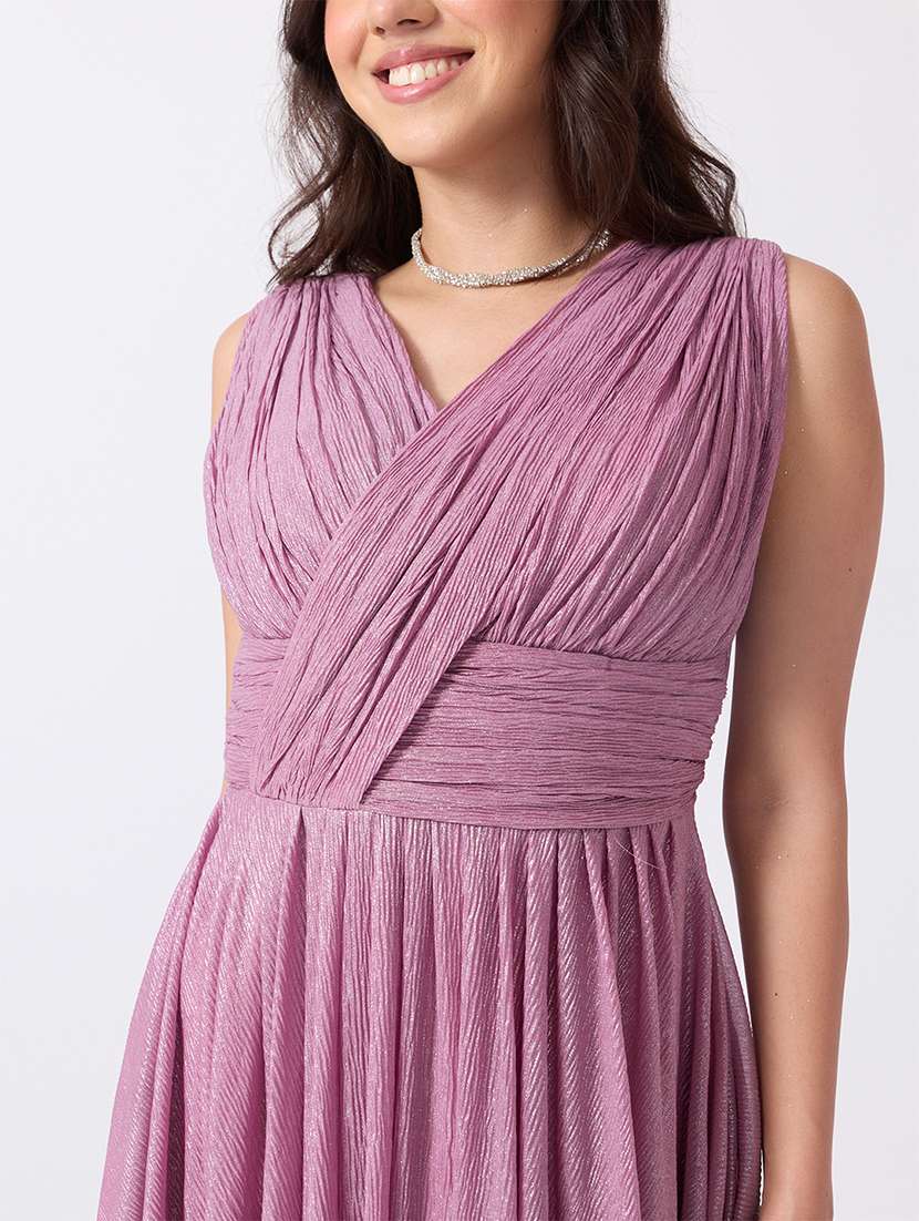 Women Self Design Sleeveless Fit And Flare Gown - 22760875 -  Standard Image - 1