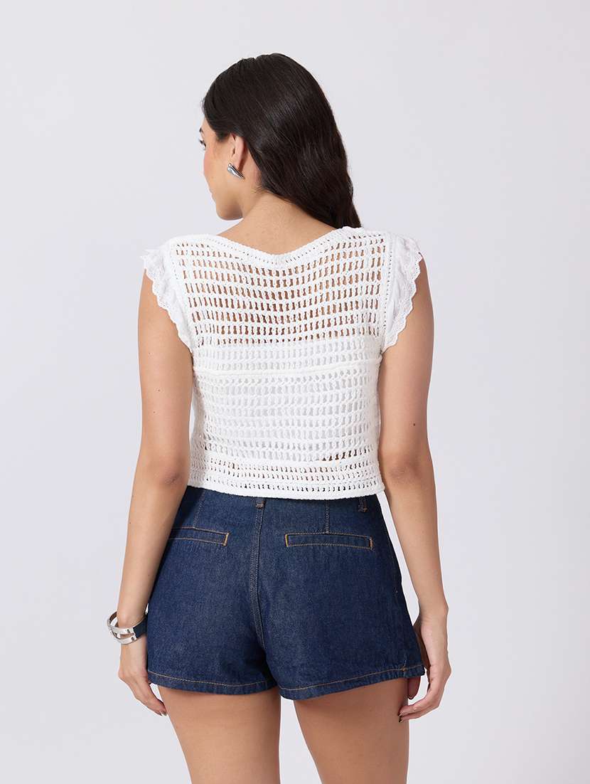 Women Self Design Sleeveless Crop Top - 22760903 -  Standard Image - 4