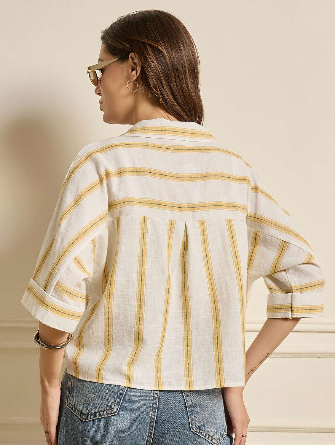 Women Striped Elbow Sleeves Regular Shirt - 22761252 -  Standard Image - 4
