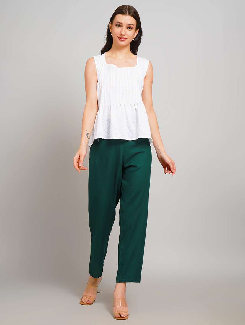 Women Solid Mid Rise Regular Fit Straight Pant - 22762282 -  Standard Image - 4