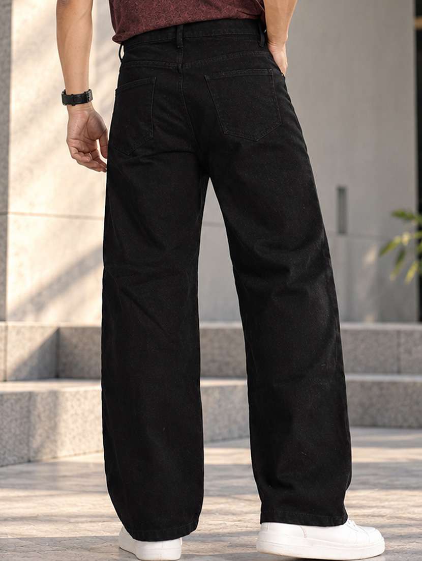 Men Plain Mid Rise Full Length Baggy Jeans - 22763175 -  Standard Image - 1