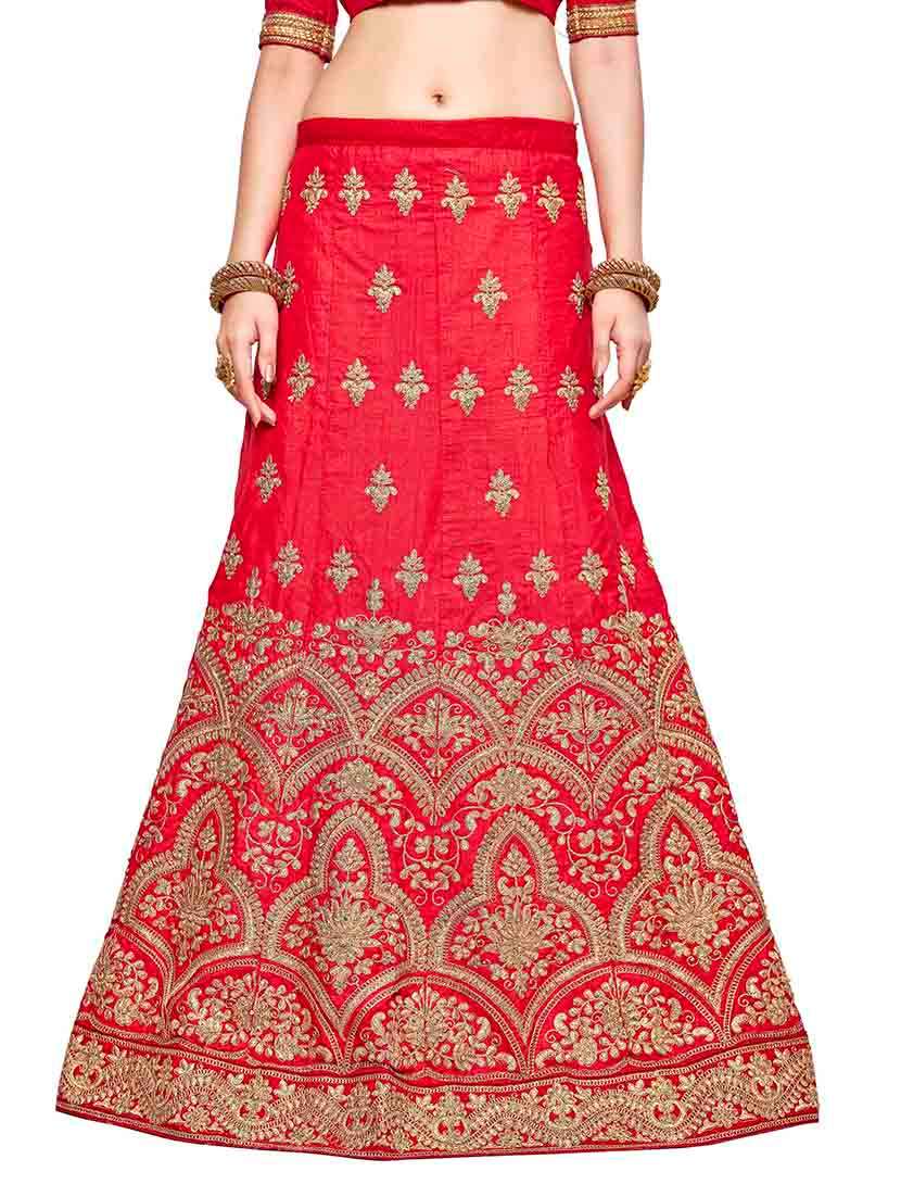 Women Solid With Work Semi-stitched A-line Lehenga - 22764838 -  Standard Image - 4