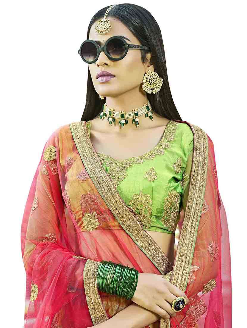 Women Solid With Work Semi-stitched Flared Lehenga - 22764839 -  Standard Image - 1