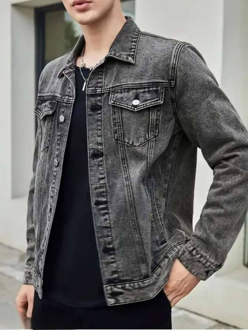 Men Washed Long Sleeves Regular Fit Denim Jacket - 22765180 -  Standard Image - 1