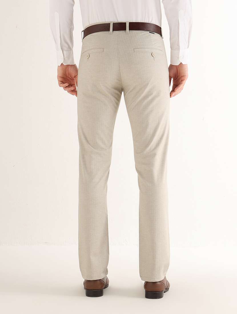 Men Solid Mid Rise Slim Fit Formal Trouser - 22765777 -  Standard Image - 4