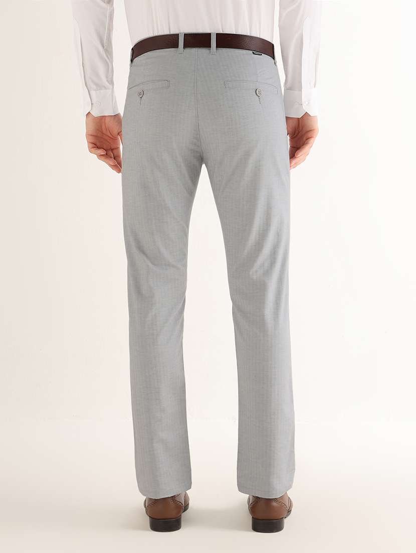 Men Self Design Mid Rise Slim Fit Formal Trouser - 22765779 -  Standard Image - 4