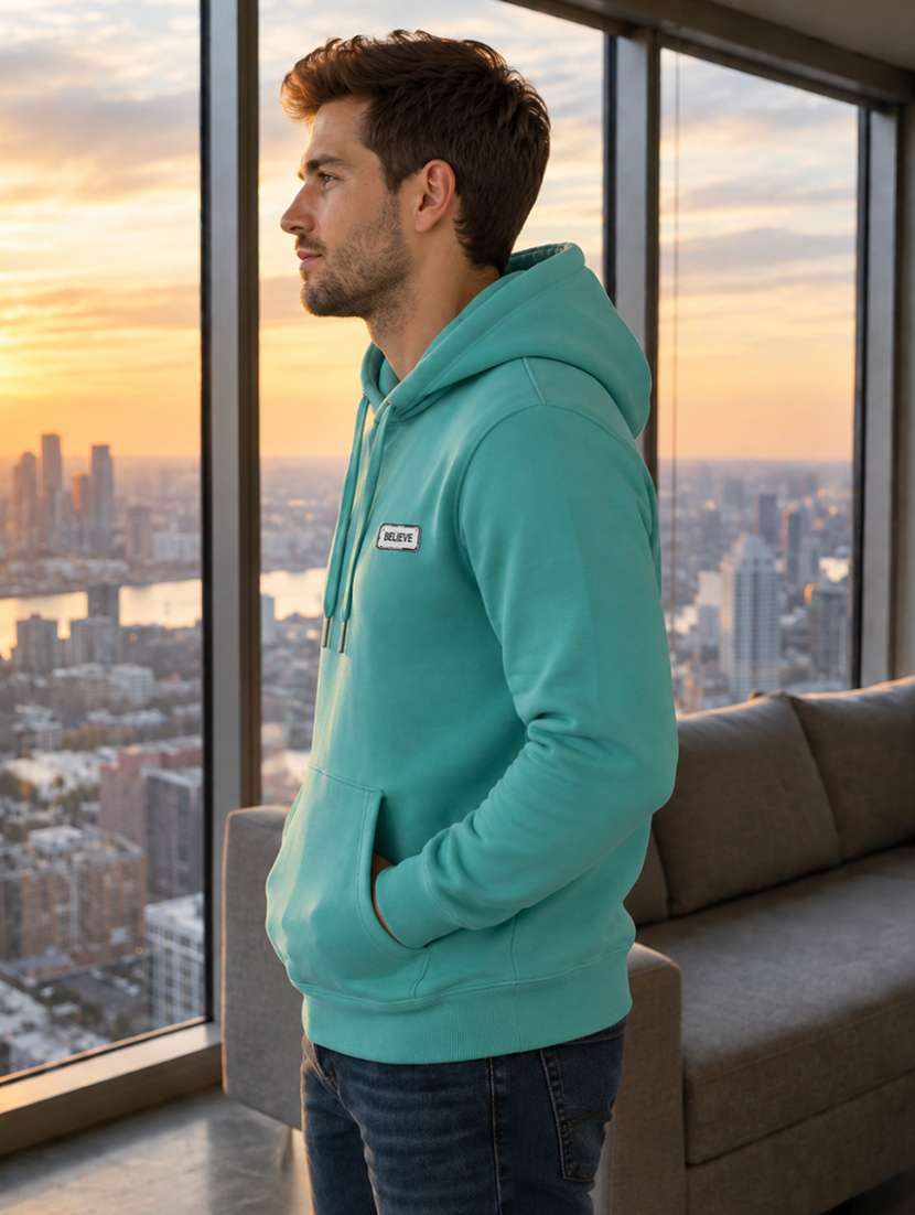 Men Solid Long Sleeves Hooded Sweatshirt - 22767008 -  Standard Image - 1