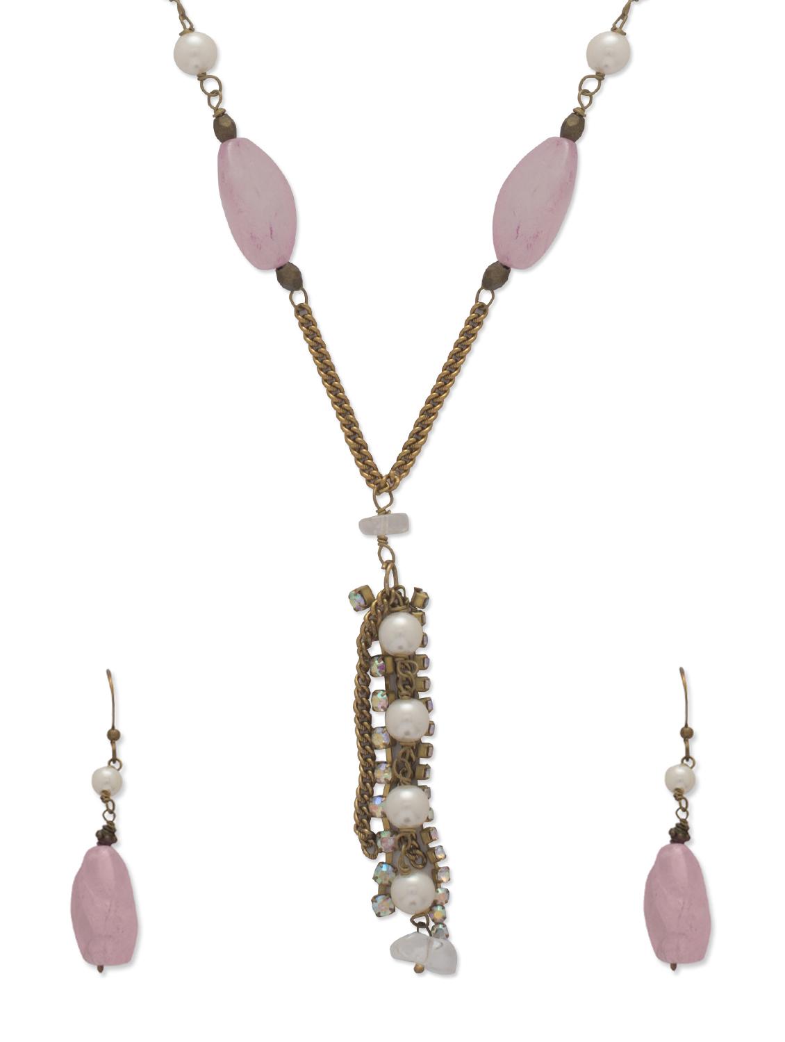 Fancy Pink & Gold Jewellery Set - Ivory Tag