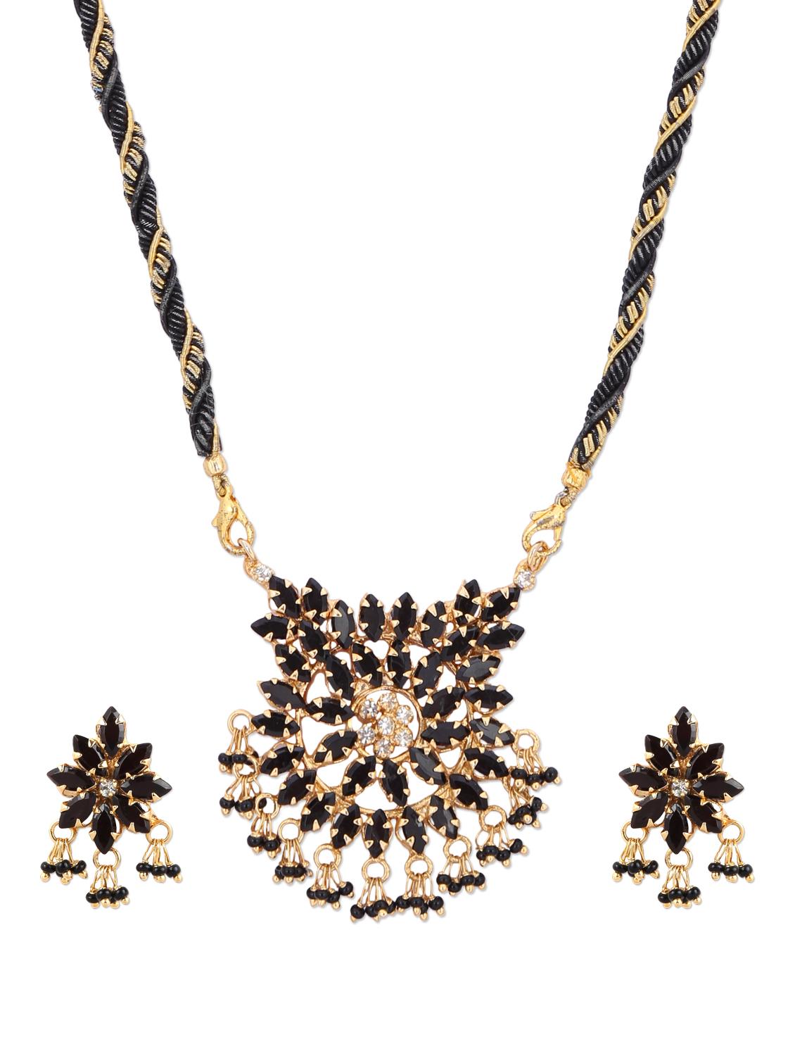 Black & Gold Designer Necklace Set - A.J. Accessories