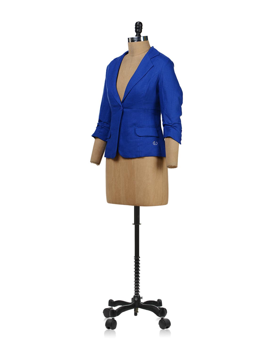 royal blue linen blazer - 35570 - Standard Image - 1