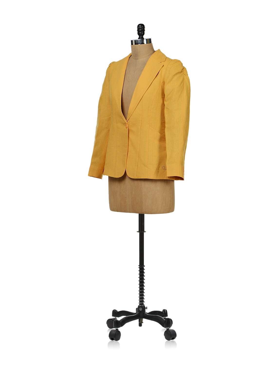 mustard yellow full length sleeve blazer - 35575 -  Standard Image - 1
