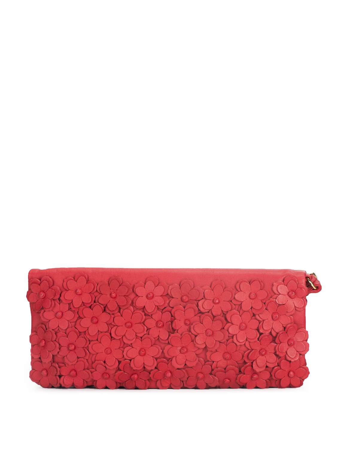 Red Clutch With Floral Applique Work - 35671 -  Standard Image - 1