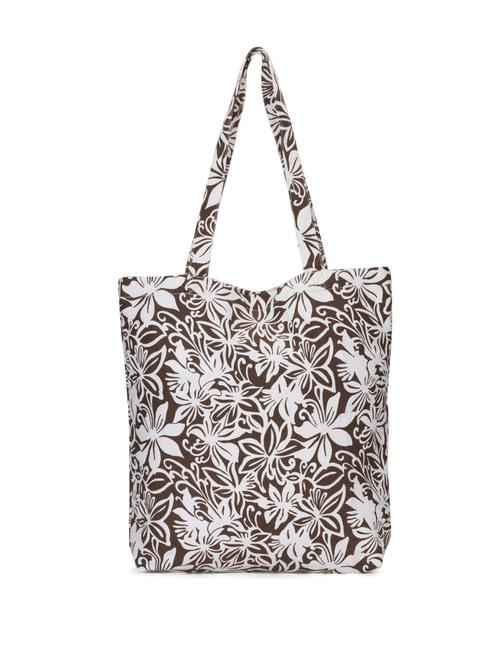Brown And White Floral Print Handbag - SUNNY ACCESSORY