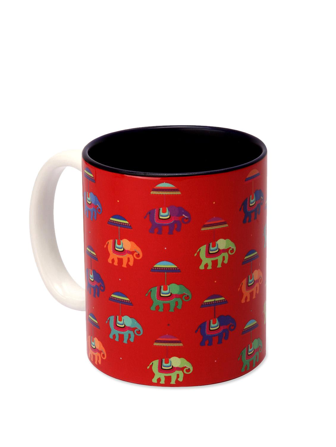 Ceramic Mug Flying Elephants Red - The Elephant Company
