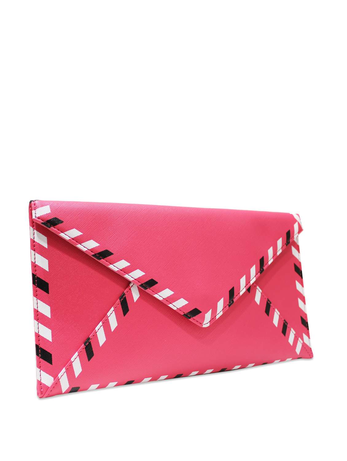 Pink Envelope Clutch with Colourful Edges - 46238 -  Standard Image - 4