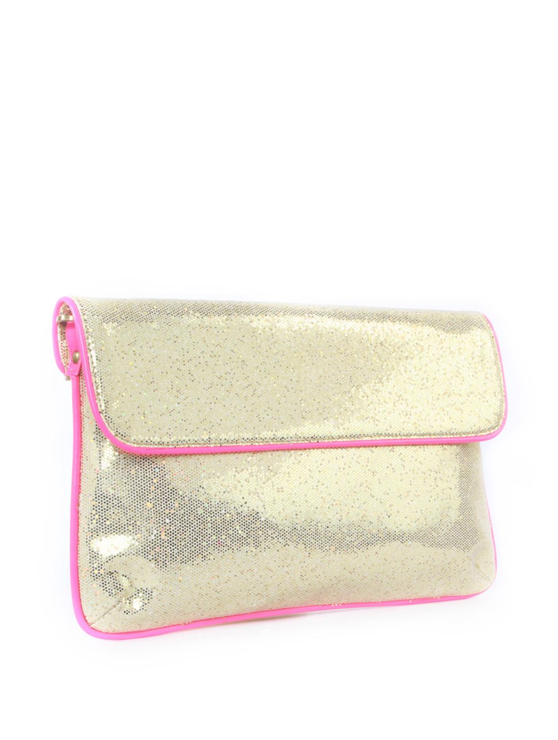 Golden Sequin Clutch with Pink Piping - 47787 - Standard Image - 4