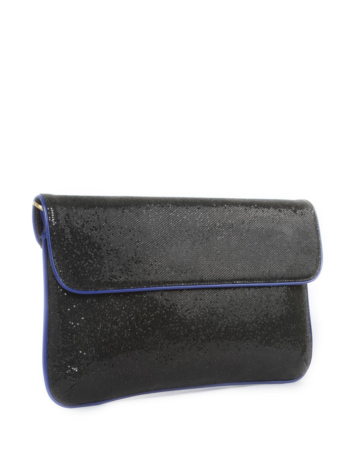 Black Sequin Clutch with Blue Piping - 47788 - Standard Image - 4
