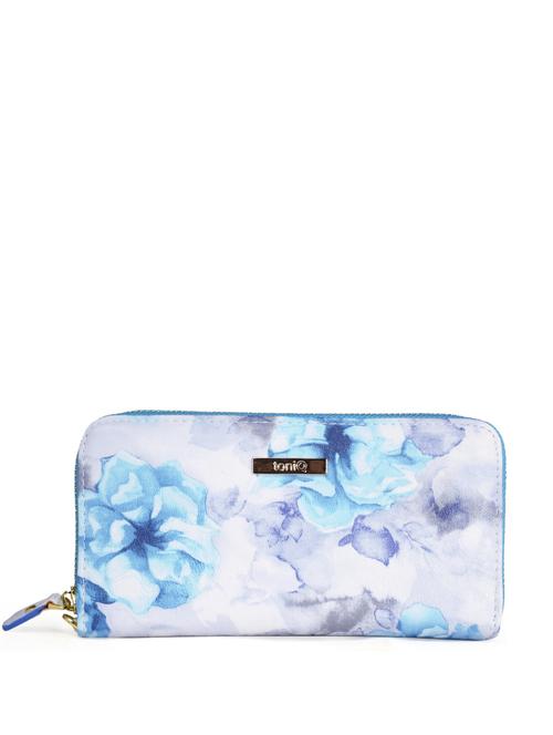 Floral Print Wallet In Soothing Blue - Toniq