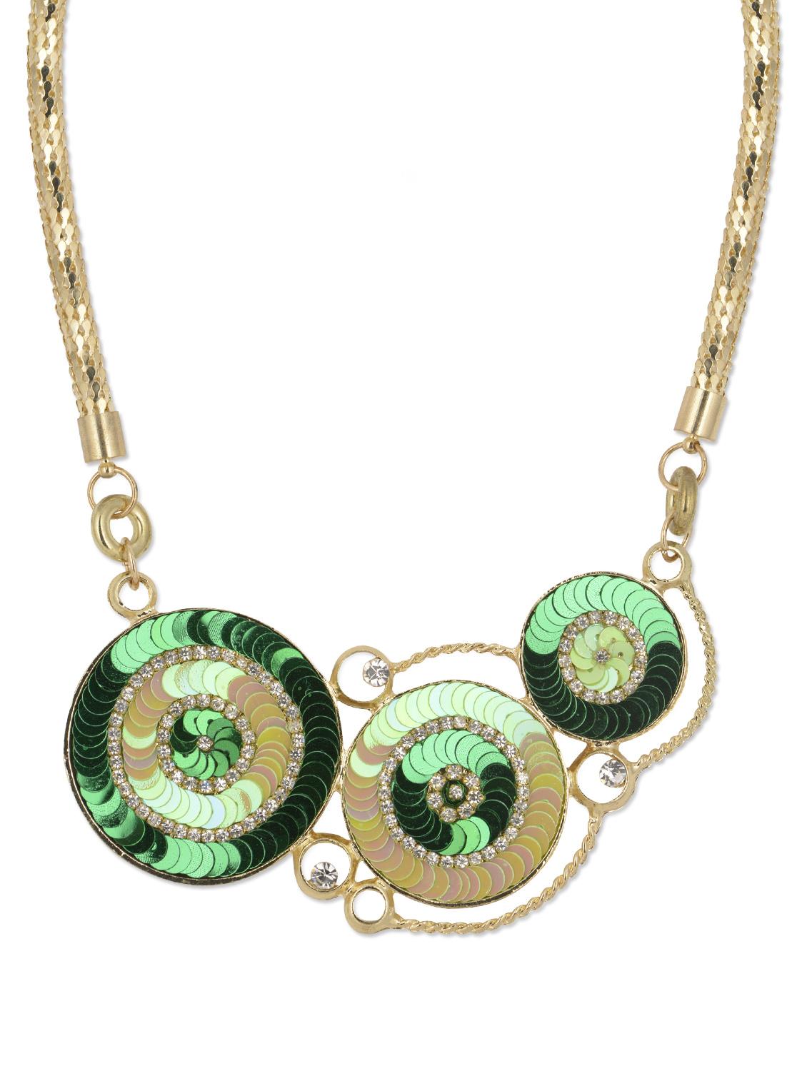 Green & Gold Disc Pendant Necklace - YOUSHINE