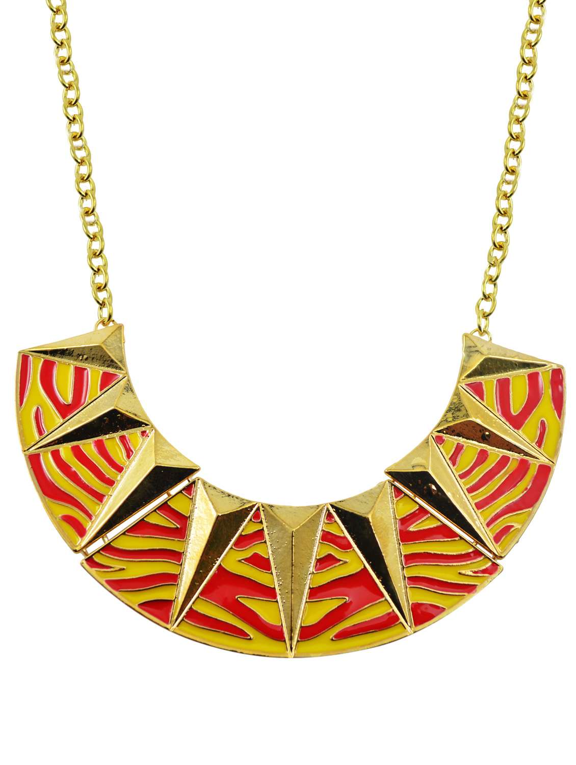 yellow & red animal print necklace