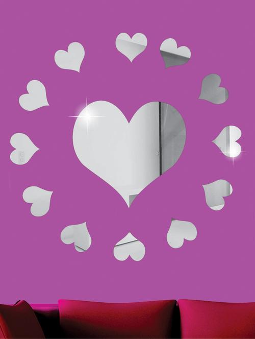 Circling Hearts 3D Mirror Sticker - Zeeshaan
