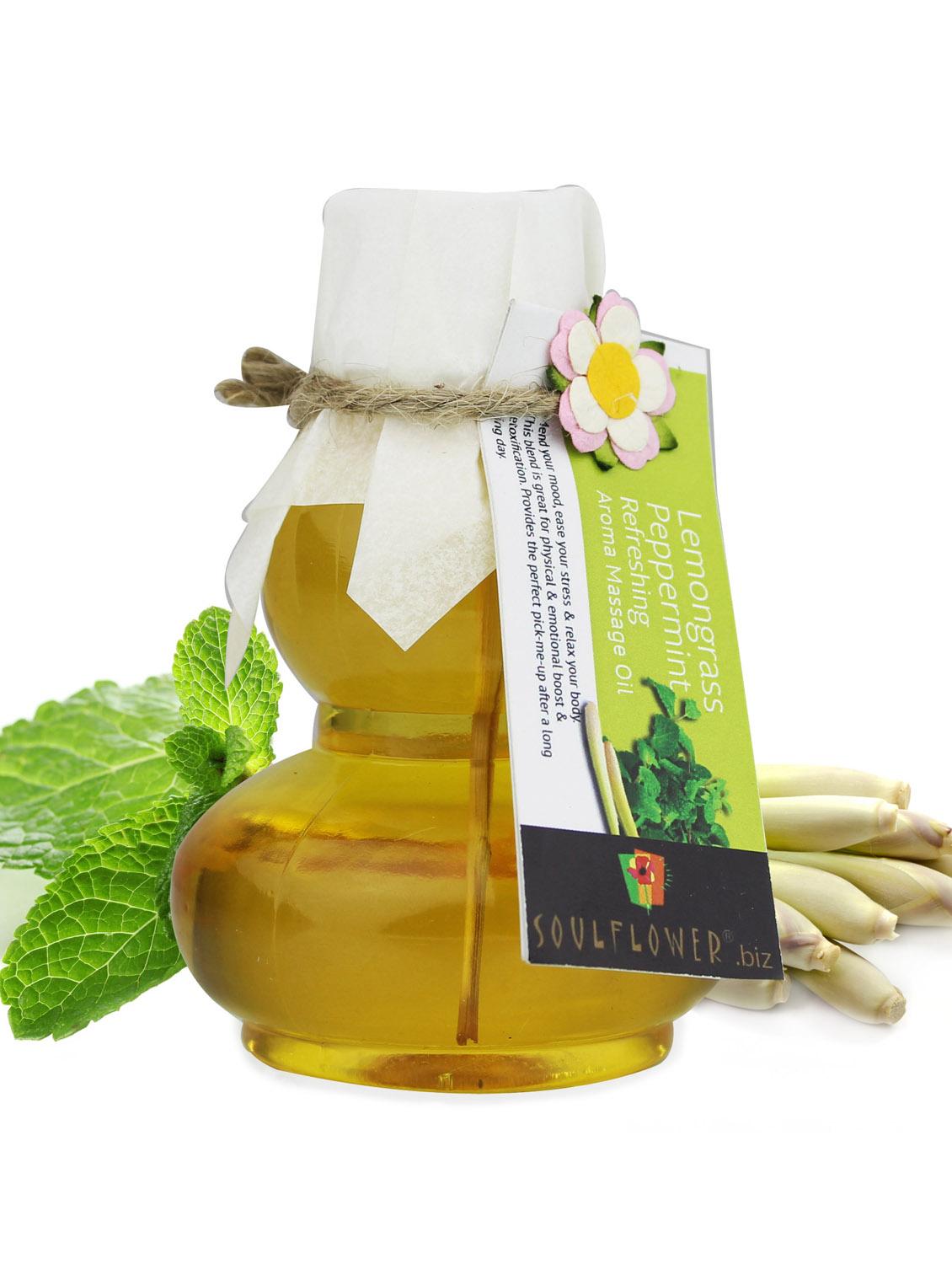 Lemongrass And Peppermint Refreshing Aroma Massage Oil - SOULFLOWER
