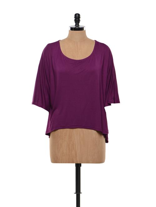 Cool And Casual Wine Cotton Knit Top - Gritstones