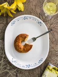 White printed oval serving platter
