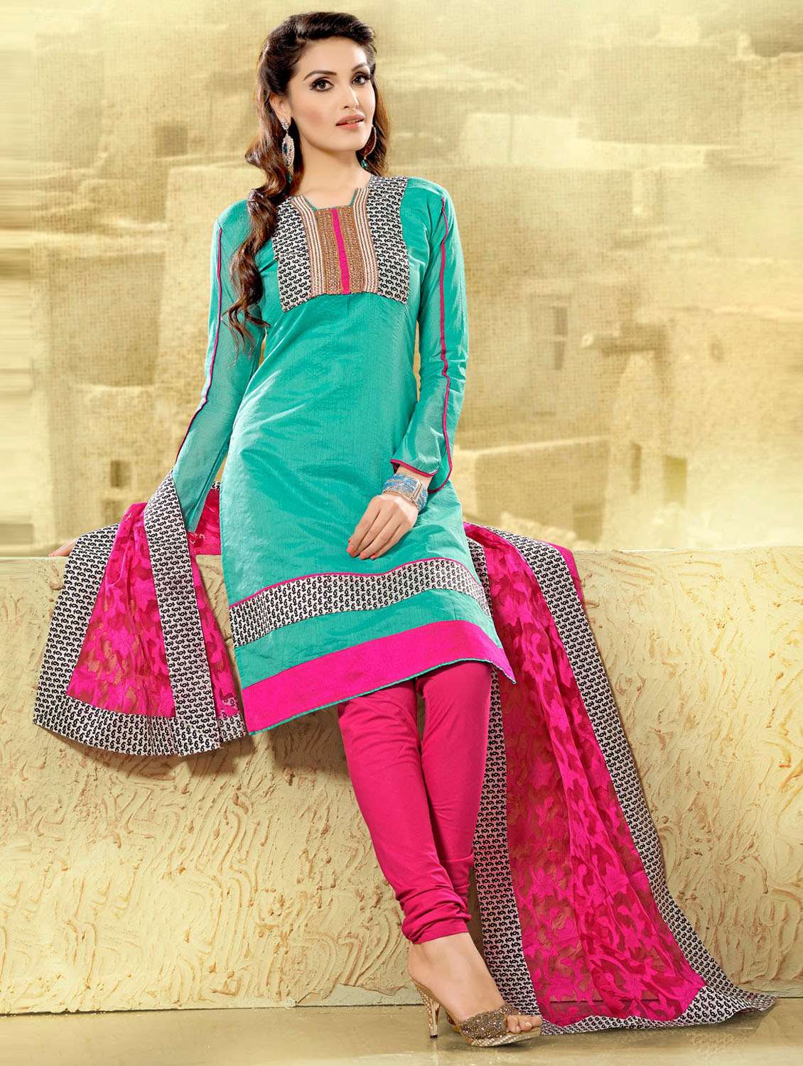 pink combo dress suit